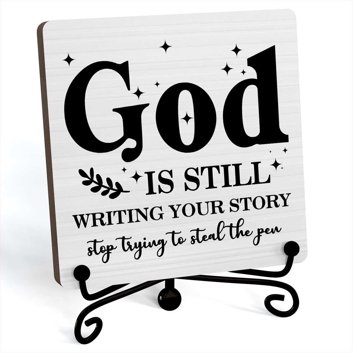 God Is Still Wrting Your Story Inspirational Christian Desk Decor, God Is Still Wrting Your Story Sign, Desk Decorations For Office Home Living Room Bathroom, Eucalyptus Shelf Decor, Wooden Plaque With Stand (C12)