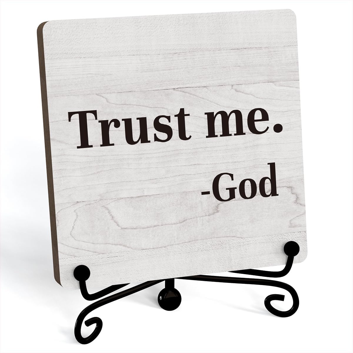 Trust Me God Inspirational Office Desk Decor, Trust Me God Sign, Desk Decorations For Office Home Living Room Classroom, Shelf Decor, Inspirational Christian Gifts, Wooden Plaque With Stand (B02)