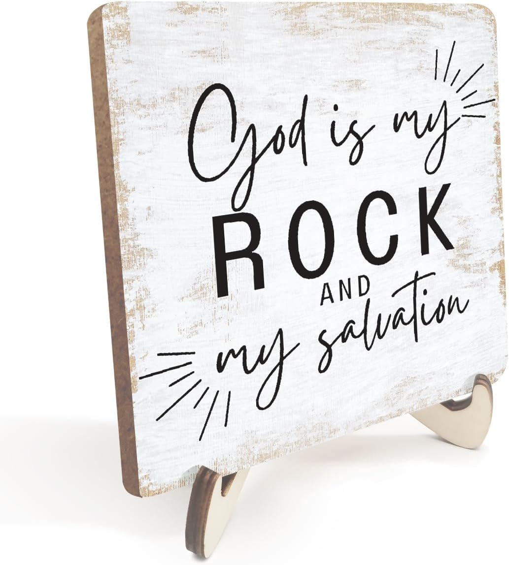 Encouragement Christian Gifts for Women Men Religious Bible Verse Wood Sign Rustic Desk Decor Decorative Classroom Decorations Sign Desk Accessories Shelf Cubicle Decor Wooden Plaque with Wood Stand