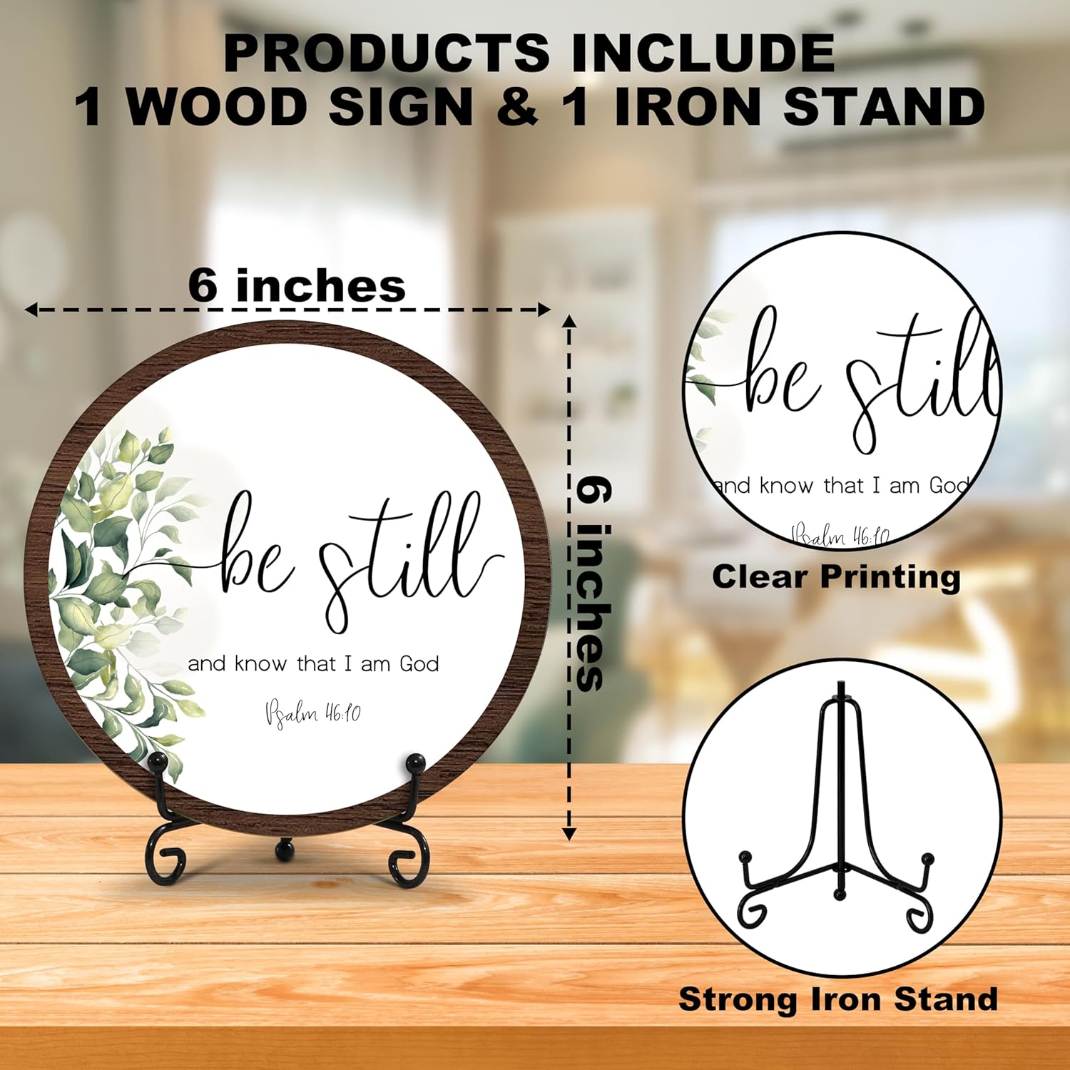 Desk Decor, Religious Gifts, Bible Verse Gifts For Woman Man, Inspirational Round Wood Decor Sign, Living Room Decor And Accessories, Home Office Decorations For Table Shelf -a11