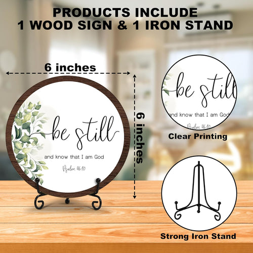 Desk Decor, Religious Gifts, Bible Verse Gifts For Woman Man, Inspirational Round Wood Decor Sign, Living Room Decor And Accessories, Home Office Decorations For Table Shelf -a11