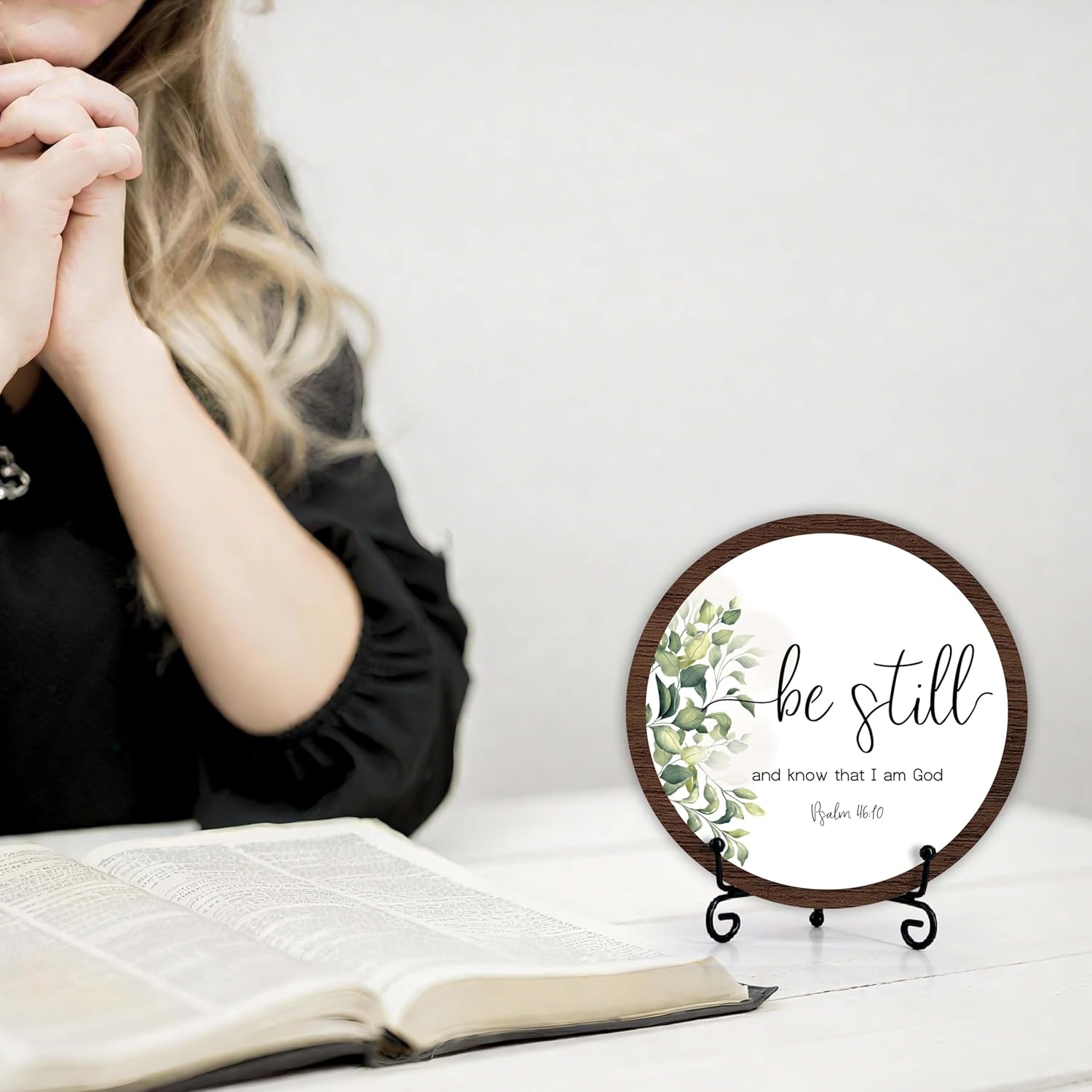 Desk Decor, Religious Gifts, Bible Verse Gifts For Woman Man, Inspirational Round Wood Decor Sign, Living Room Decor And Accessories, Home Office Decorations For Table Shelf -a11