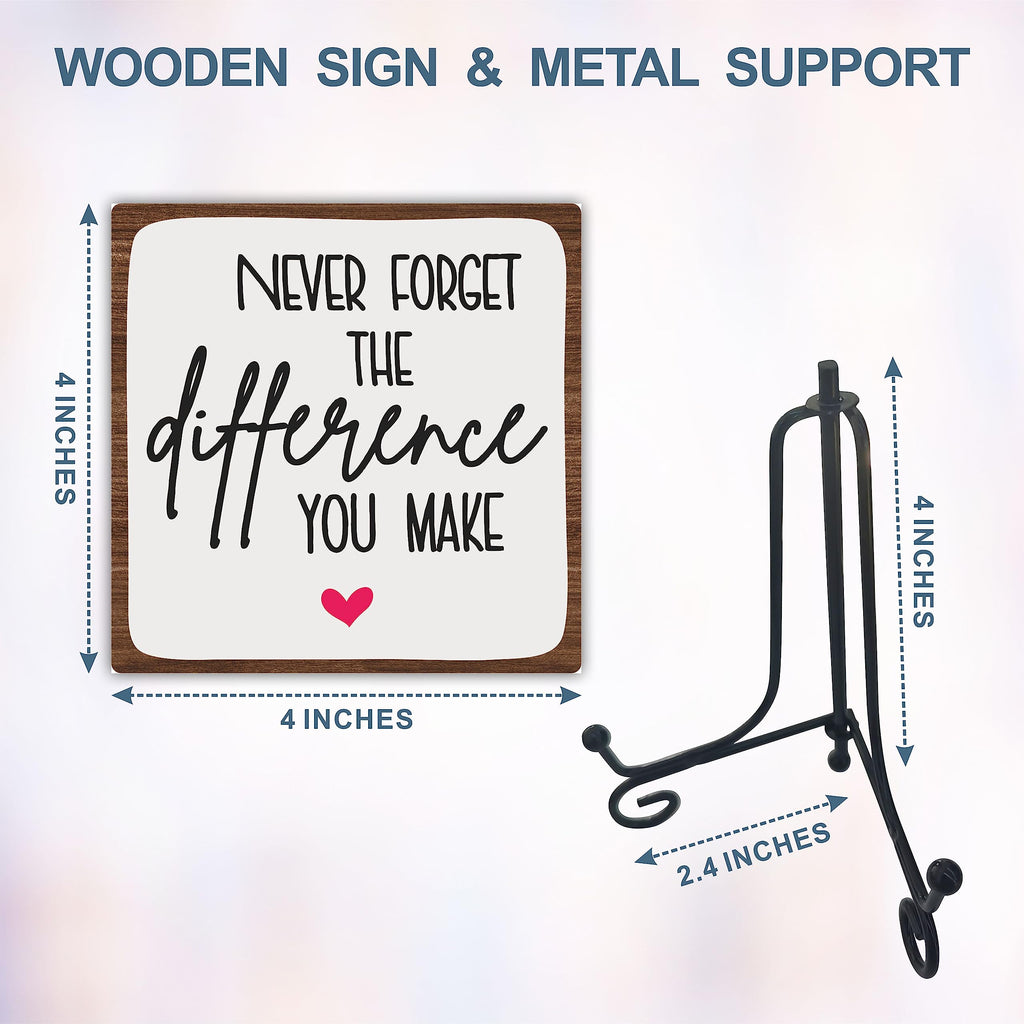 Wooden Motivational Office Desk Decor 4in - Never Forget The Difference You Make