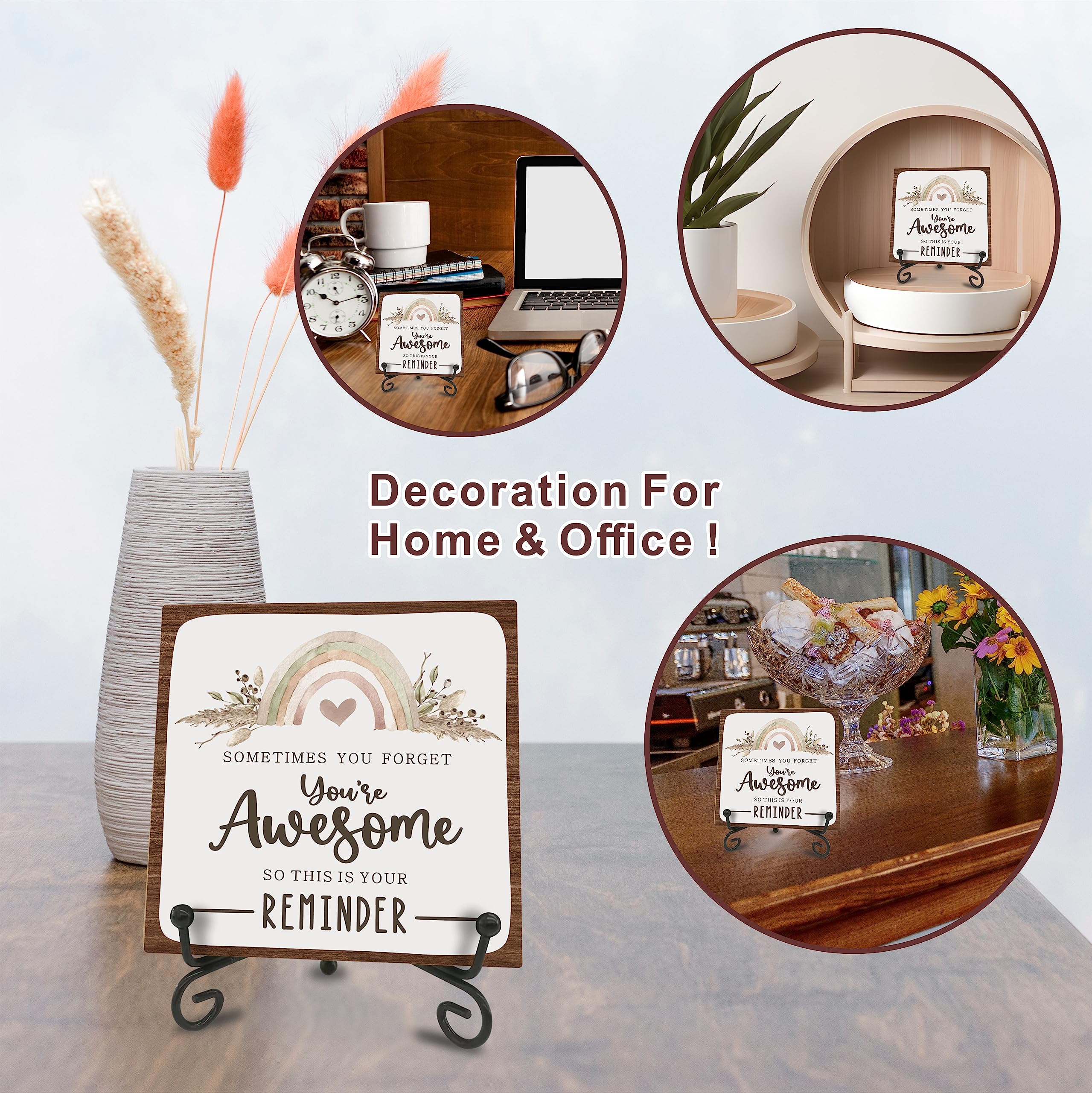 You Are Awesome Wooden Motivational Office Desk Decor 4in - Never Forget The Difference You Make